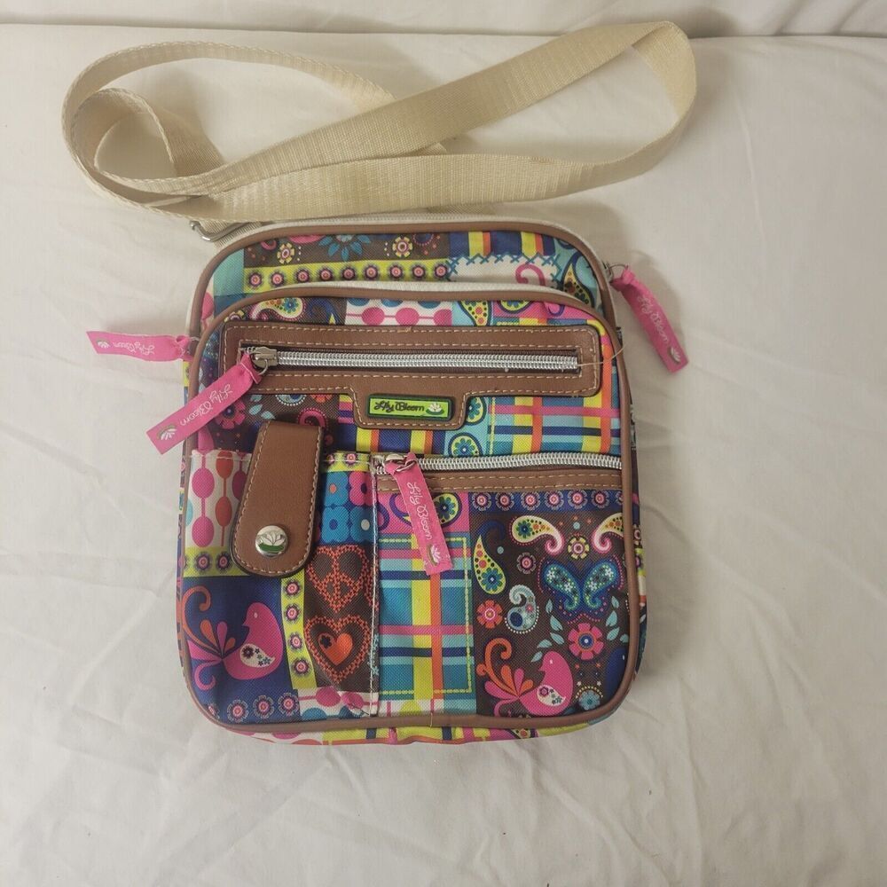 Lily Bloom Crossbody Paisley and More Canvas‎ Purse Adjustable Strap Lined